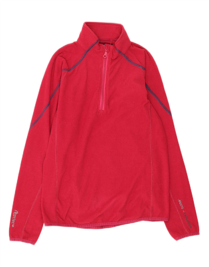 Jumper de lã feminino Musto com gola e zíper Reino Unido 12 poliéster rosa médio