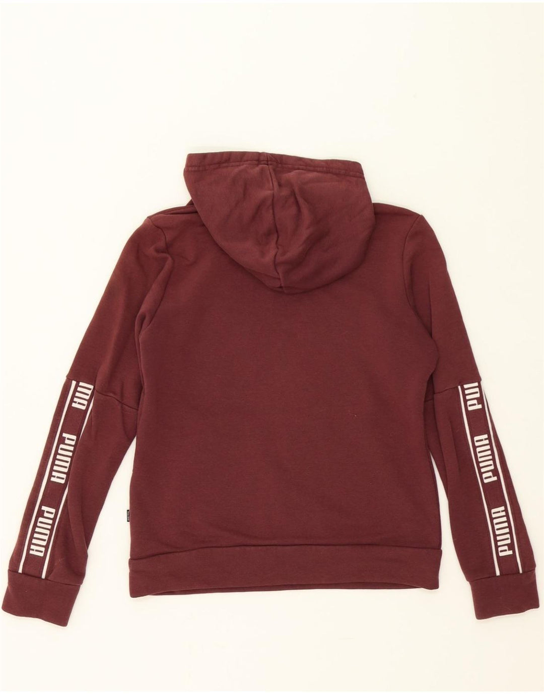 PUMA Womens Graphic Hoodie Jumper UK 6 XS Maroon Cotton Vintage Puma and Second-Hand Puma from Messina Hembry 