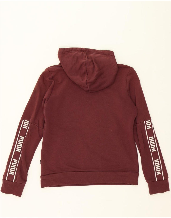 PUMA Womens Graphic Hoodie Jumper UK 6 XS Maroon Cotton Vintage Puma and Second-Hand Puma from Messina Hembry 