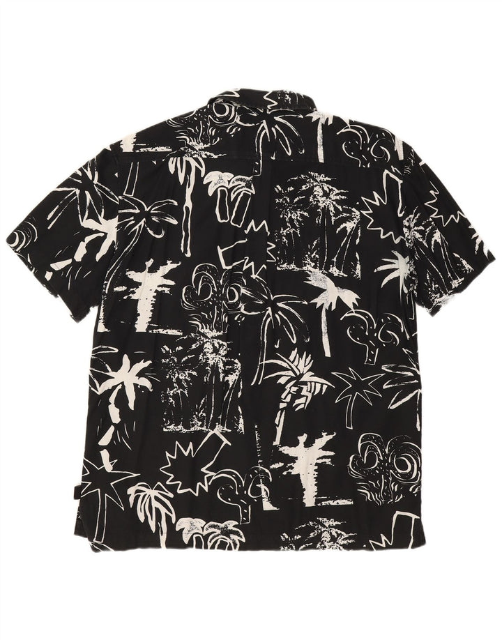 Camisa masculina Quiksilver manga curta regular fit média preta floral havaiana