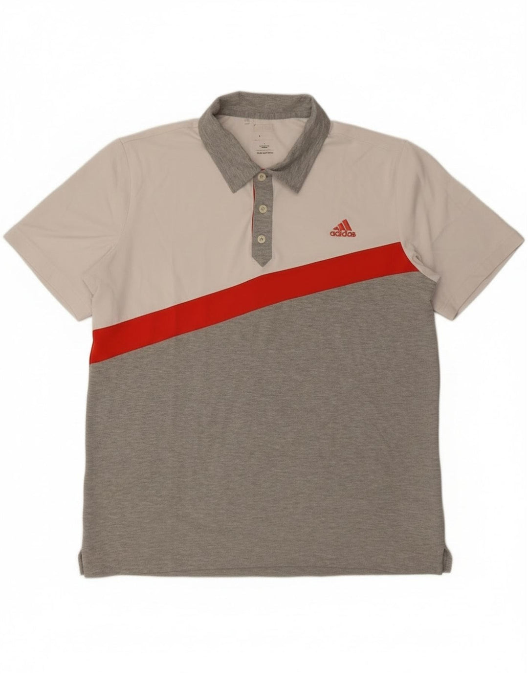 Adidas Mens Climalite Polo Shirt Grande Cinza Colorblock Poliéster