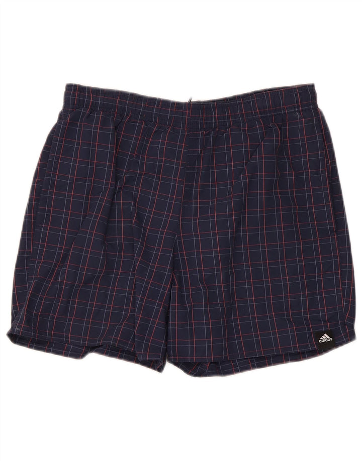Adidas Mens Sport Shorts Pequeno Azul Marinho Xadrez Poliamida