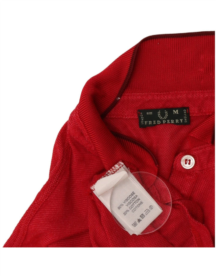 Camisa polo feminina Fred Perry Reino Unido 14 Viscose vermelha média