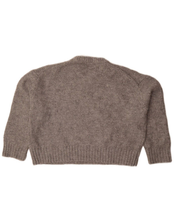 Zara Suéter feminino oversized com gola redonda Reino Unido 14 cinza médio manchado