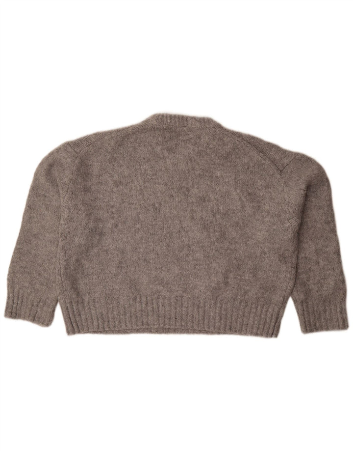 Zara Suéter feminino oversized com gola redonda Reino Unido 14 cinza médio manchado