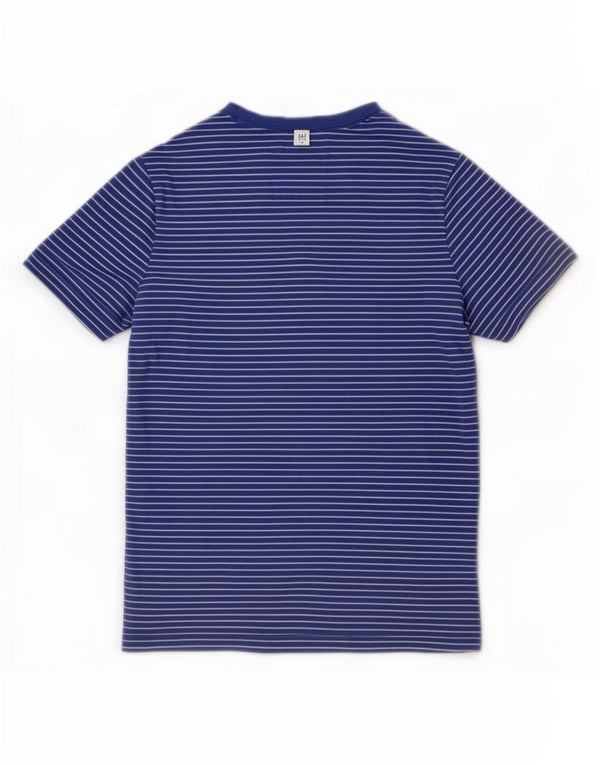 Camiseta masculina Hollister de algodão listrado azul pequeno