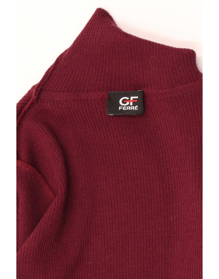 Suéter feminino Gianfranco Ferre com gola redonda, tamanho 8, marrom pequeno