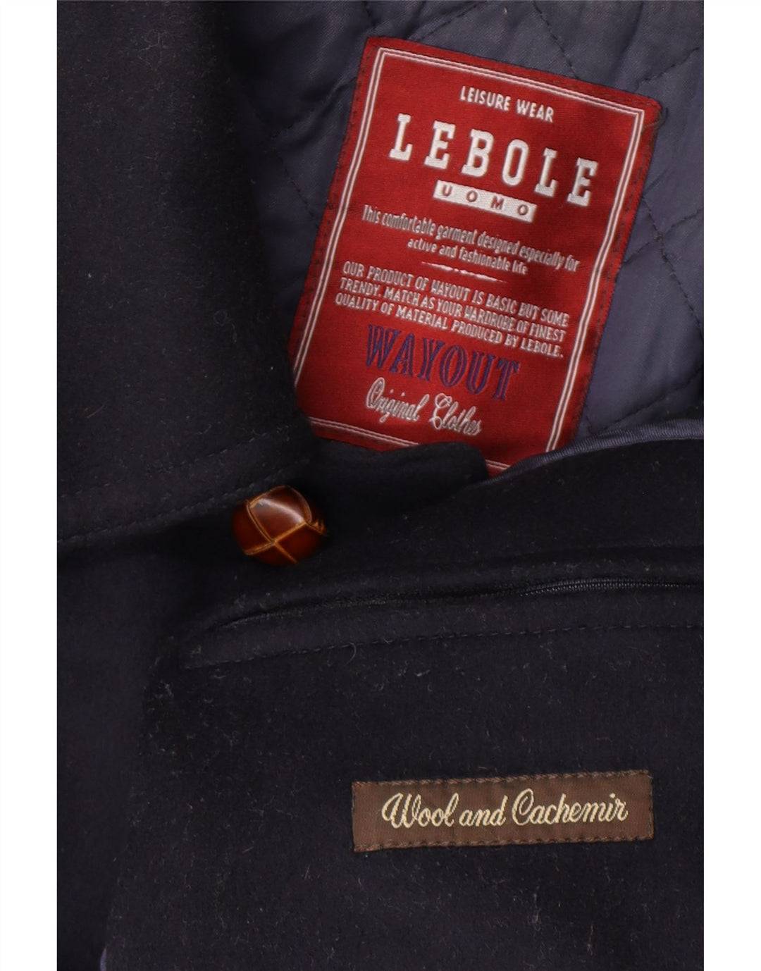 Sobretudo masculino Lebole UK 14 grande lã azul marinho