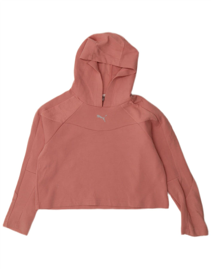 Puma Womens Crop Hoodie Jumper UK 14 Médio Rosa