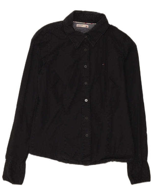 Camisa Tommy Hilfiger Feminina UK 12 Médio Algodão Preto