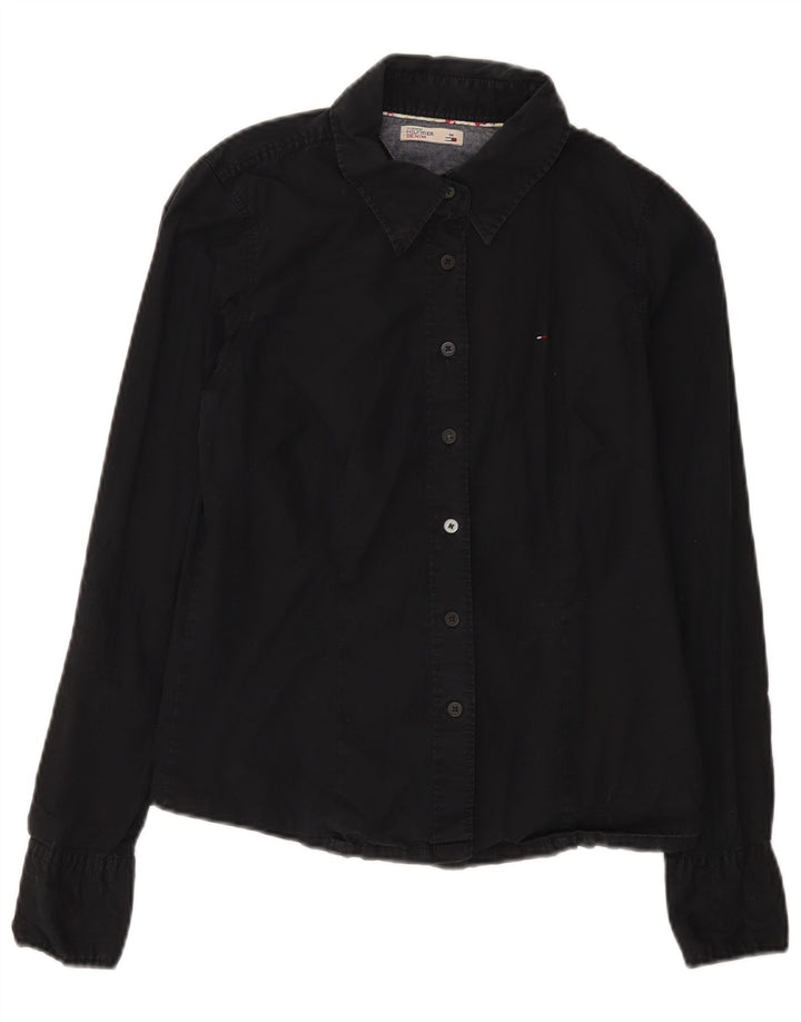 Camisa Tommy Hilfiger Feminina UK 12 Médio Algodão Preto