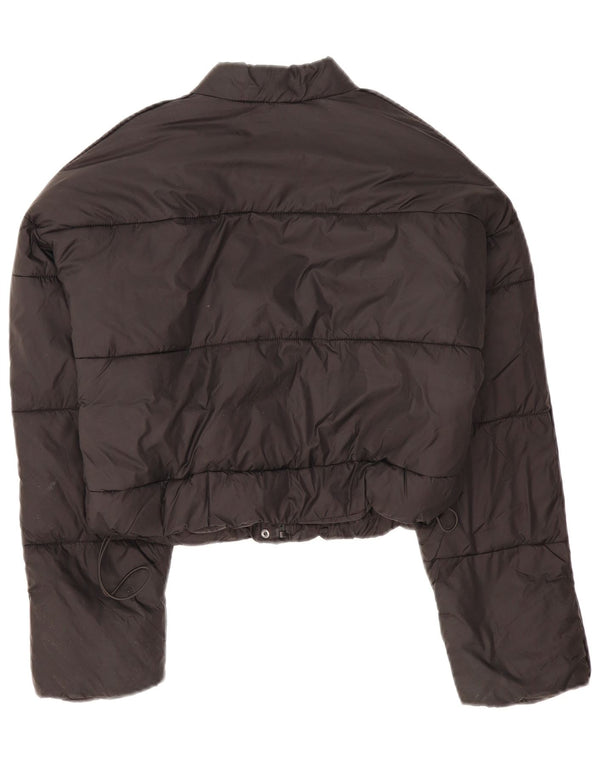 Jaqueta feminina Zara Loose Fit Crop acolchoada Reino Unido 6 XS Poliéster preto