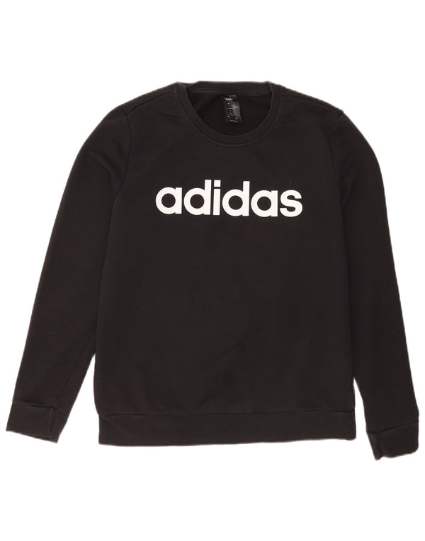 Adidas feminino gráfico moletom jumper reino unido 12/14 médio preto esportivo