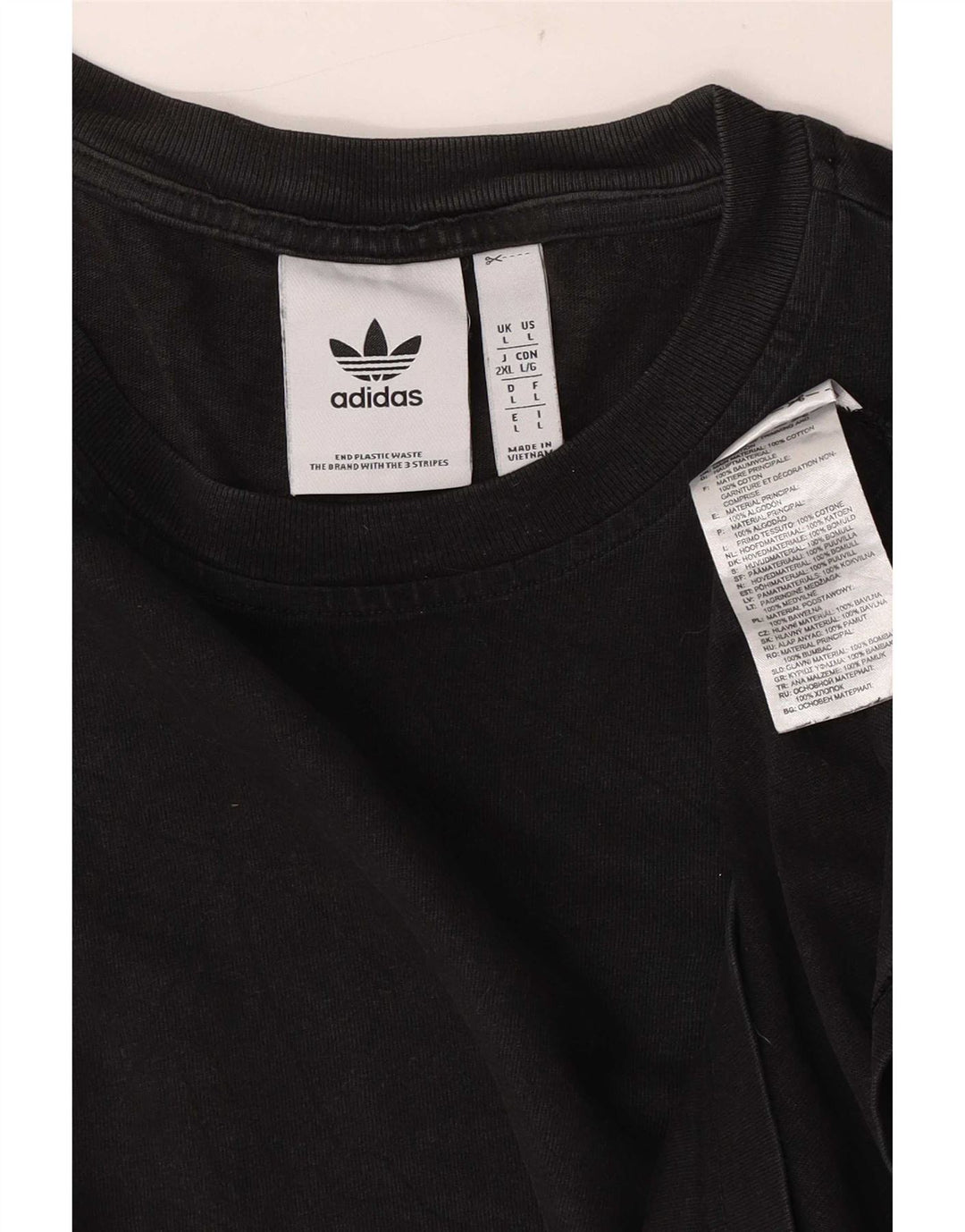 Adidas Mens Camiseta Top Grande Algodão Preto