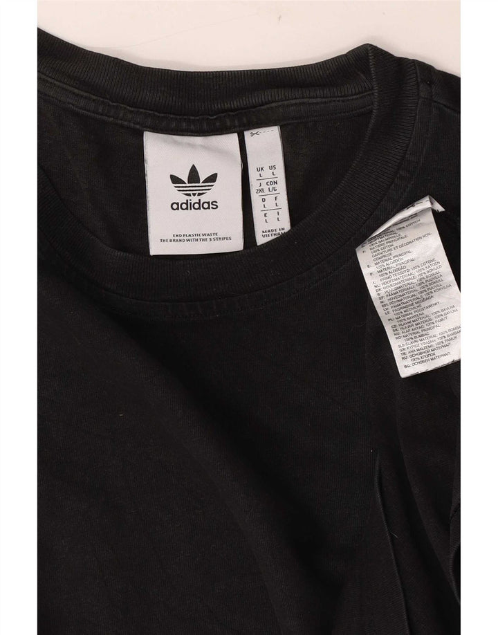 Adidas Mens Camiseta Top Grande Algodão Preto
