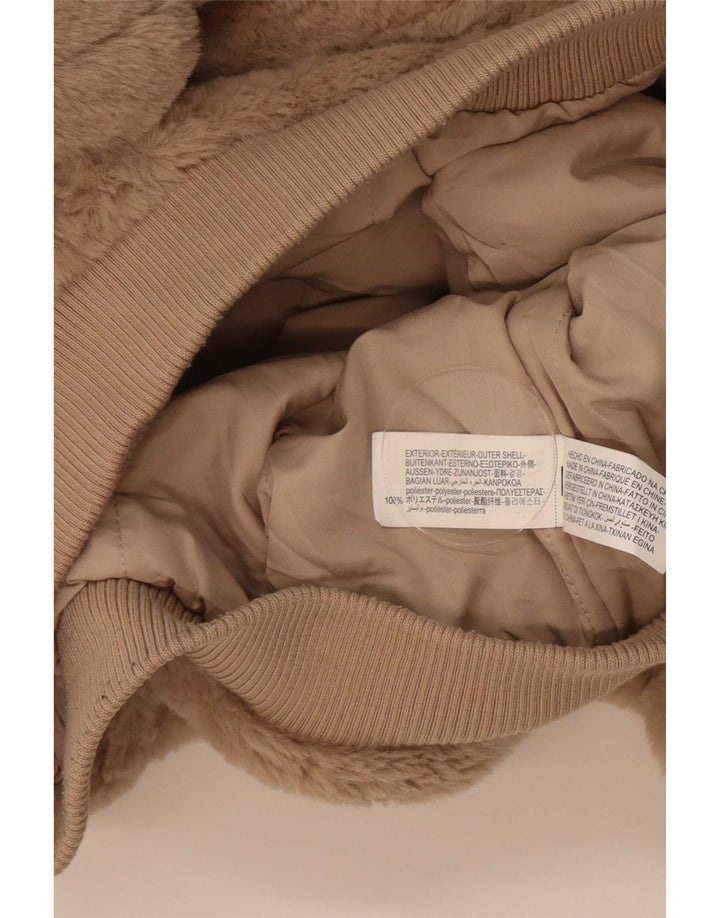 Jaqueta bomber Zara Girls Teddy Bear 9-10 anos poliéster bege