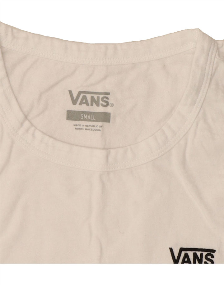 VANS Womens Crop Vest Top UK 10 Small White Cotton Vintage Vans and Second-Hand Vans from Messina Hembry 