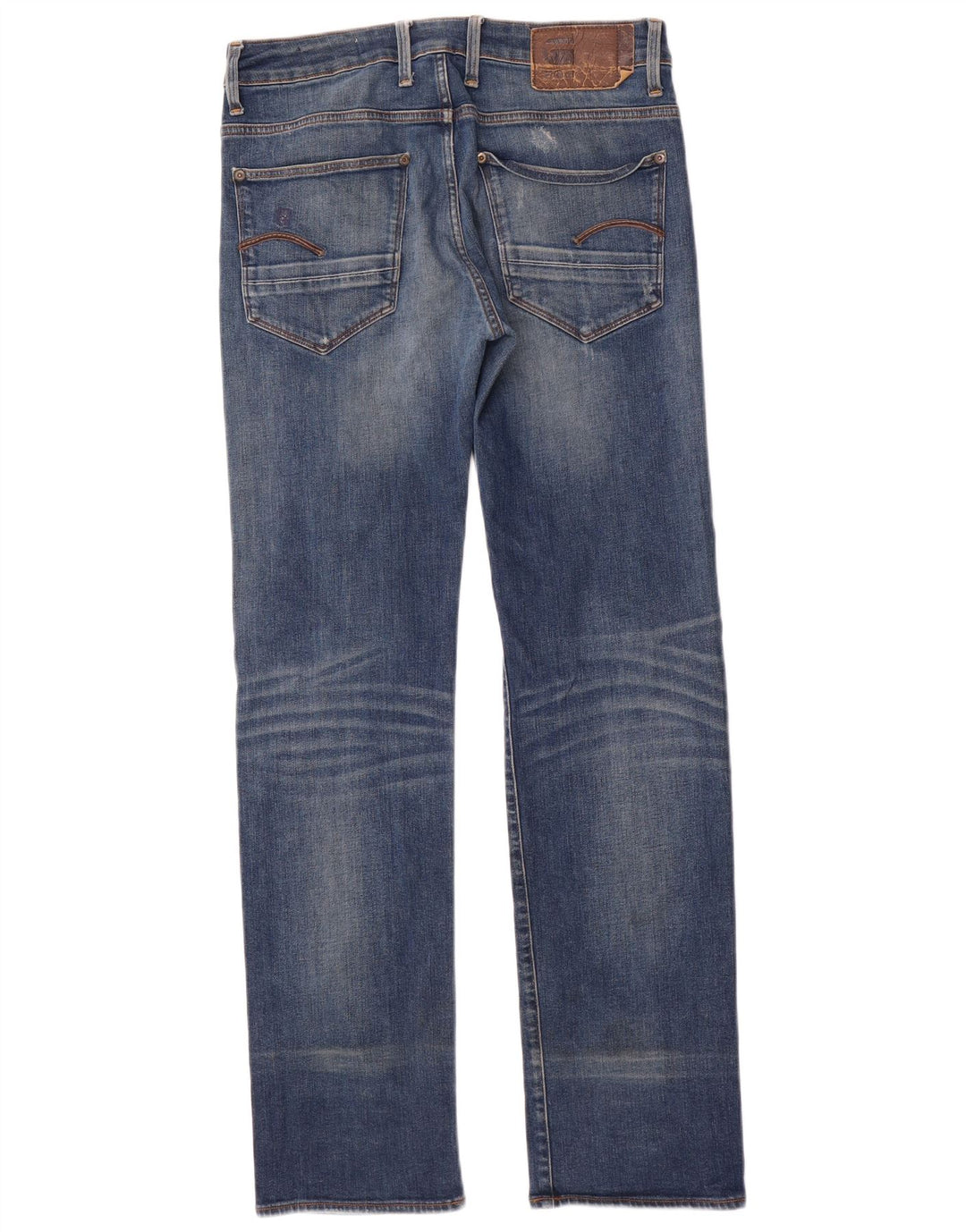 Calça jeans reta masculina G-Star desgastada W30 L34 algodão azul