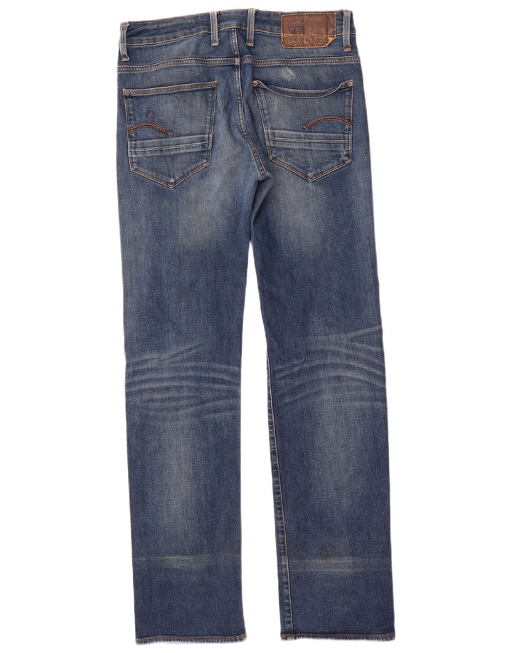 Calça jeans reta masculina G-Star desgastada W30 L34 algodão azul