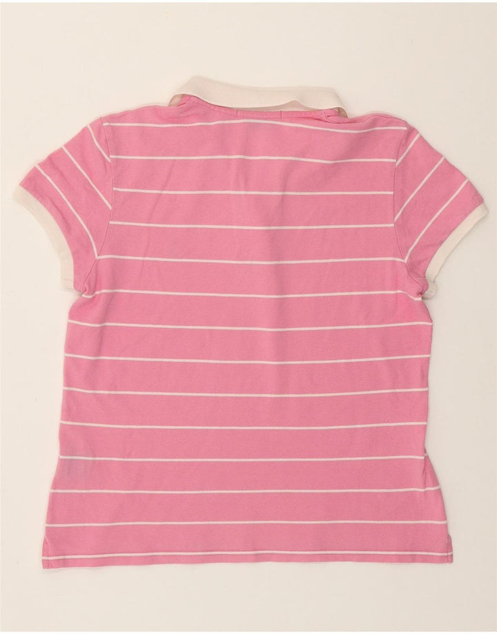 Polo feminino RALPH LAUREN Reino Unido 14 grande algodão listrado rosa