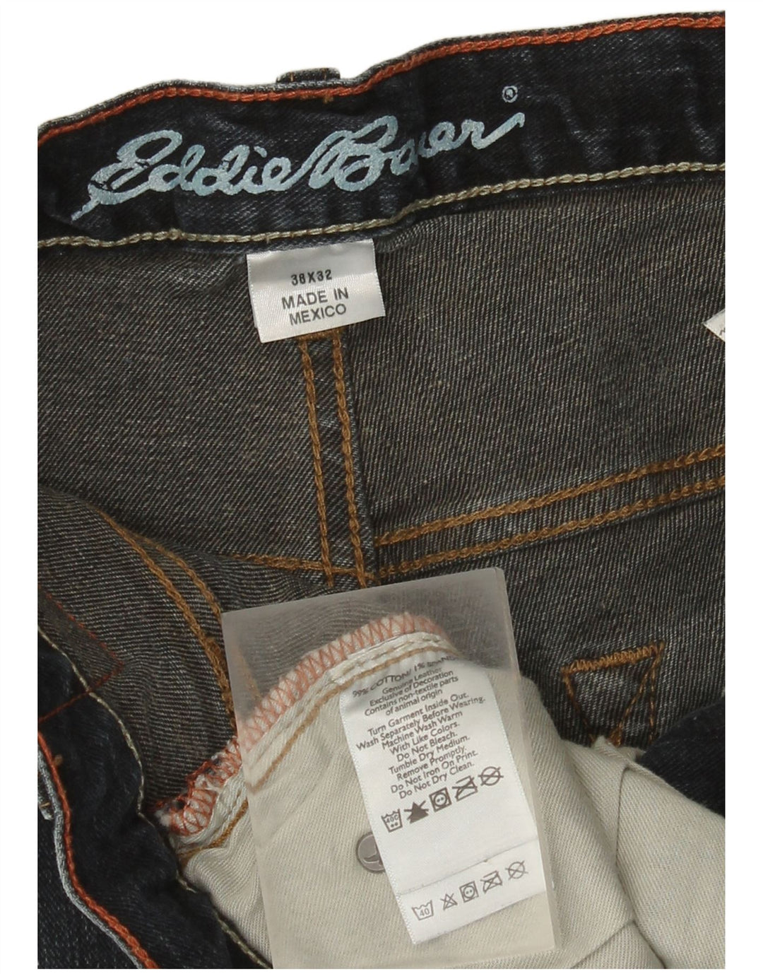 Eddie Bauer Mens Straight Jeans W38 L32 Azul Marinho Algodão