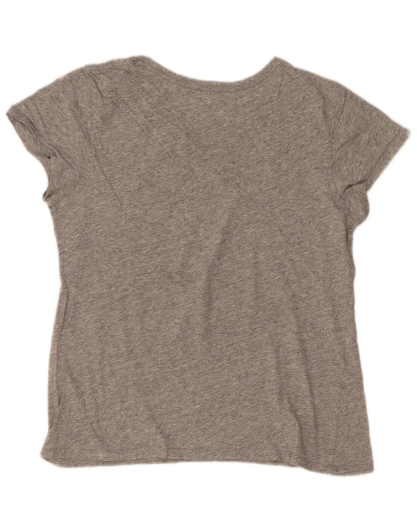 Camiseta feminina gráfica Levi's UK 14 grande algodão manchado cinza