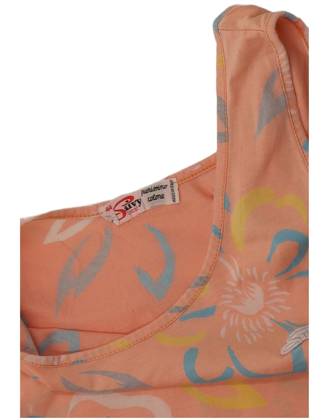 Colete feminino Silvy Top IT 44 algodão floral rosa médio