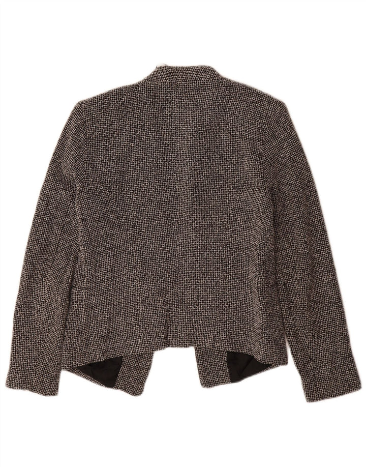 Jaqueta blazer aberta feminina Topshop Reino Unido 10 algodão xadrez preto pequeno