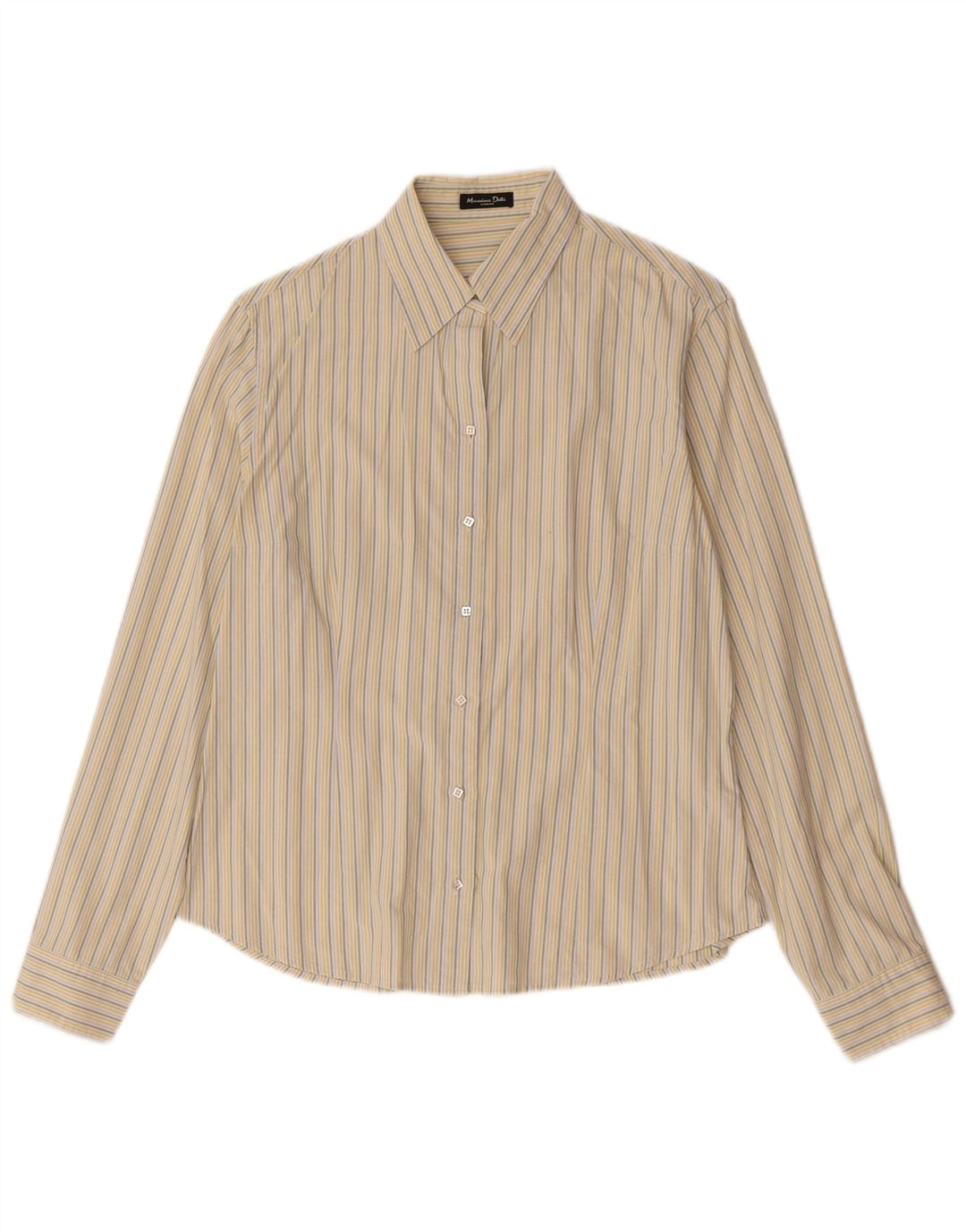 Camisa feminina Massimo Dutti Reino Unido 14 seda listrada bege média