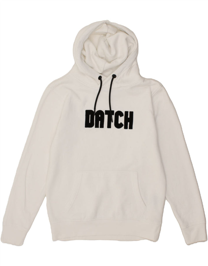 DATCH Mens Graphic Hoodie Jumper Large White Cotton Vintage Datch and Second-Hand Datch from Messina Hembry 