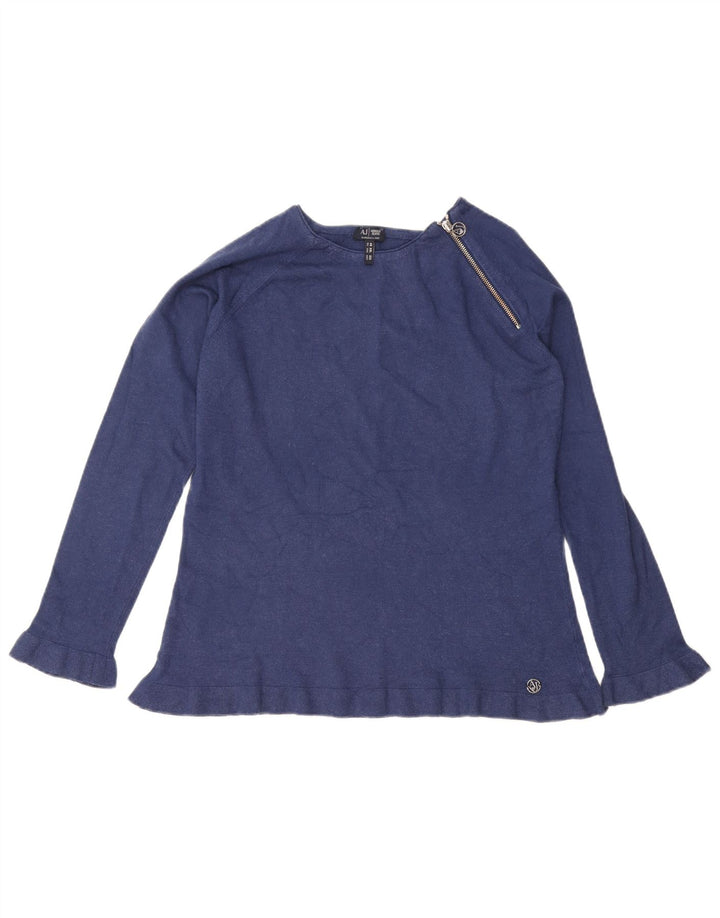 Suéter feminino ARMANI com zíper e gola EU 48 2XL azul marinho