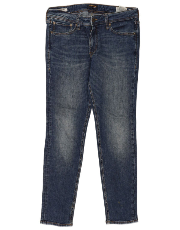 Jack & Jones Masculino Liam Skinny Jeans W32 L30 Azul Algodão