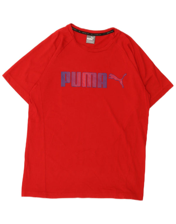 Puma Mens Graphic T-Shirt Top Médio Algodão Vermelho