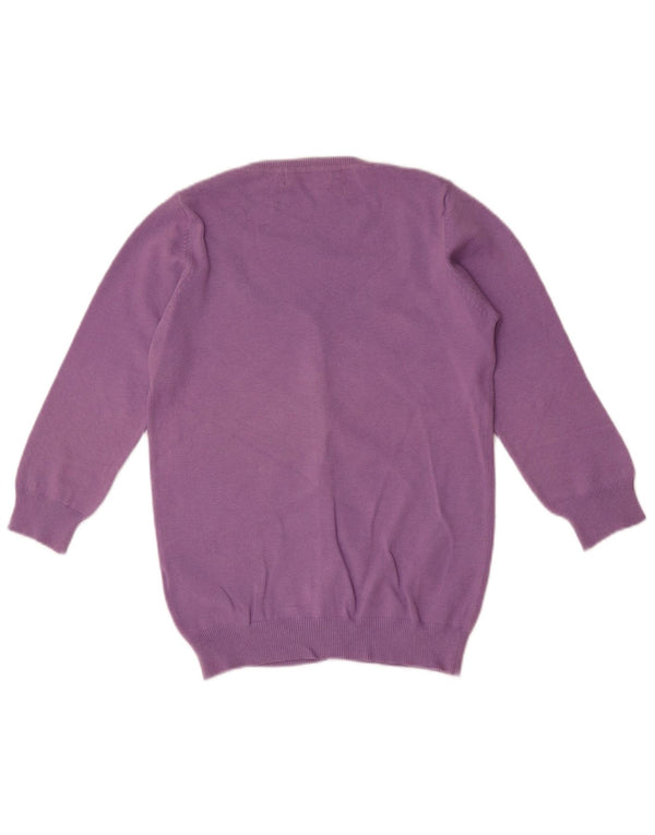 Suéter cardigã feminino Zara manga 3/4 Reino Unido 8 pequeno algodão roxo