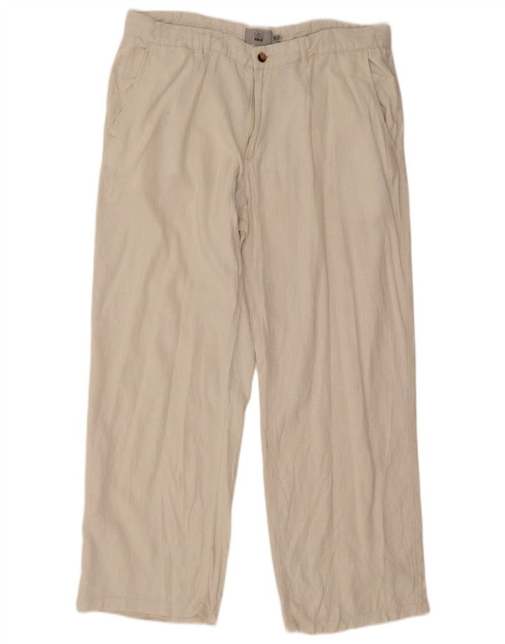 Calça chino masculina Marks & Spencer reta regular W38 L31 branco