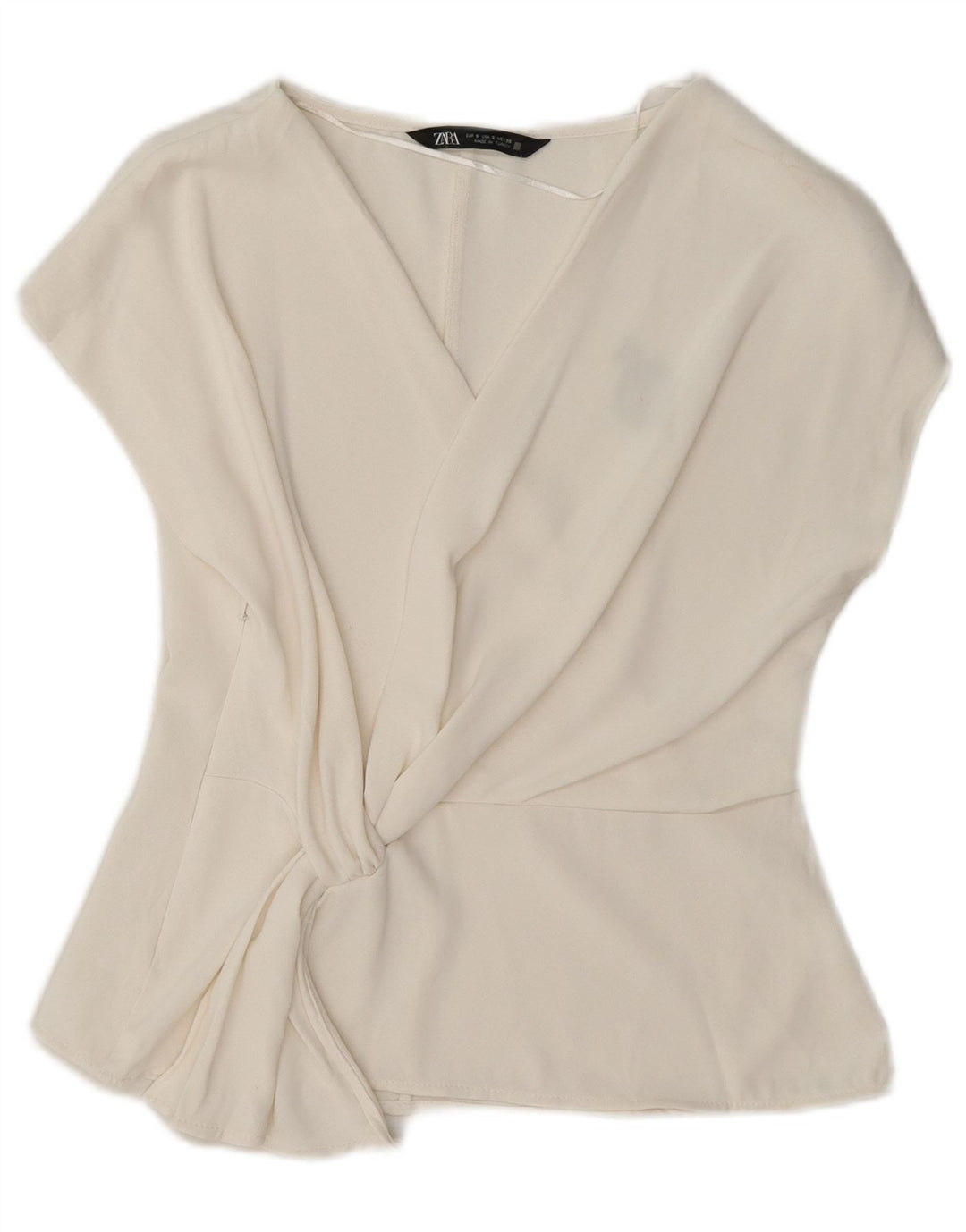 Blusa feminina Zara Top UK 10 pequeno poliéster branco