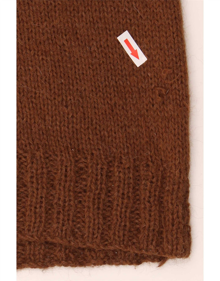 Suéter feminino vintage com gola redonda Reino Unido 12 marrom médio