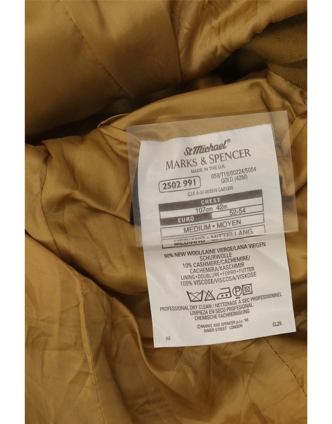 Jaqueta blazer masculina de 3 botões Marks & Spencer Reino Unido 42 XL lã cáqui