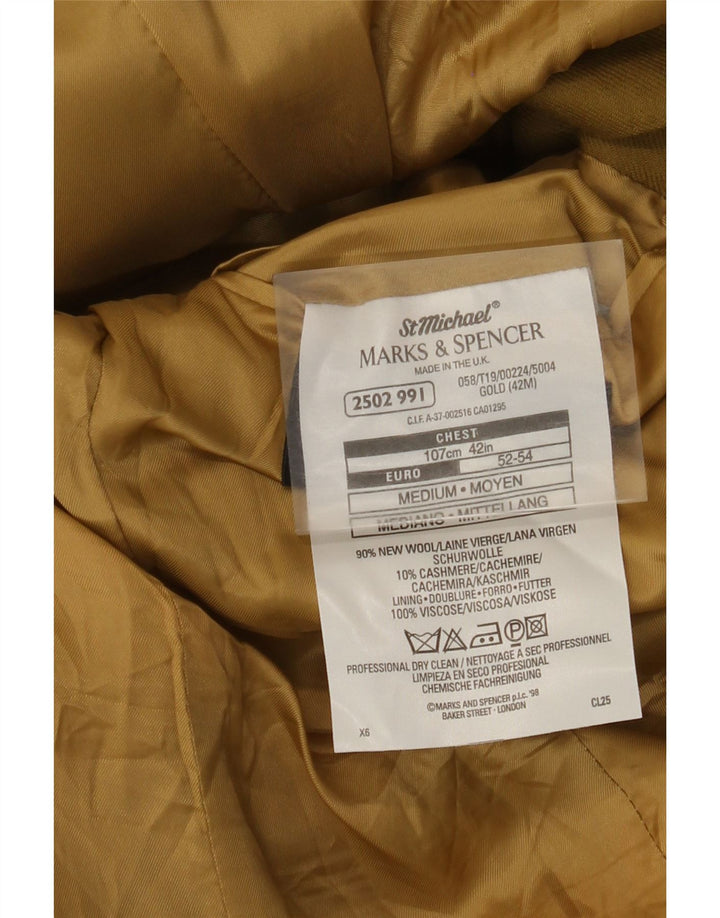 Jaqueta blazer masculina de 3 botões Marks & Spencer Reino Unido 42 XL lã cáqui