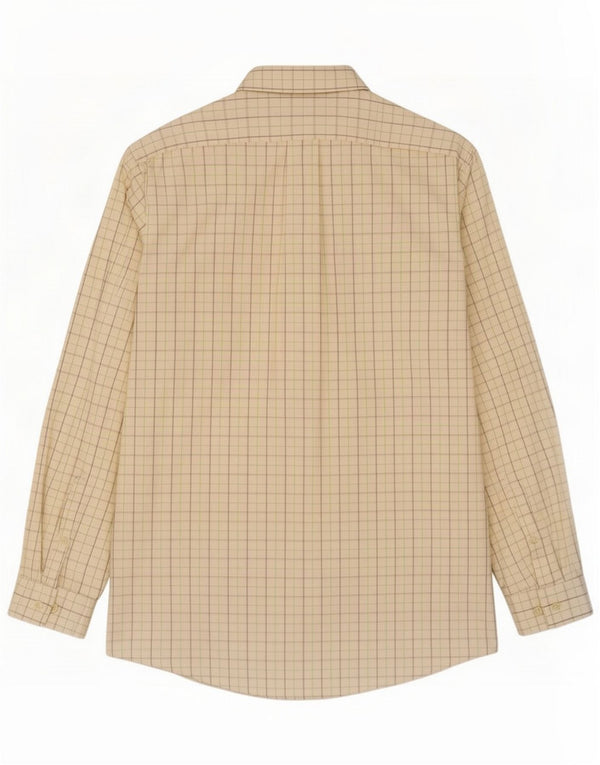 Eddie Bauer Camisa masculina alta e relaxada grande algodão xadrez branco