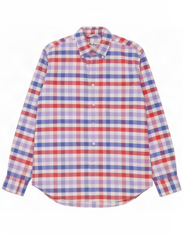 Boden Camisa masculina grande algodão guingão multicolorido