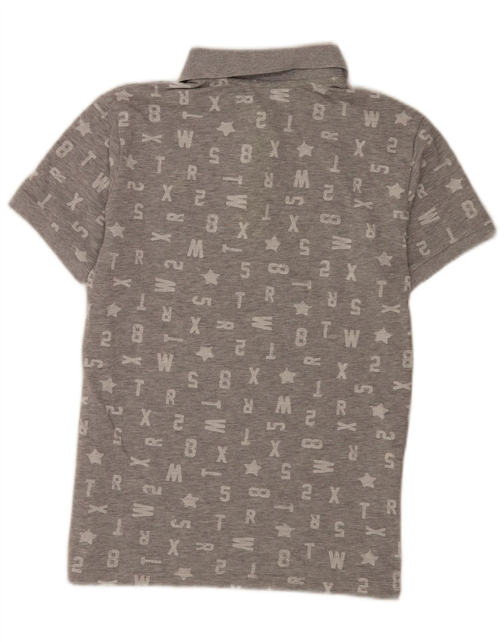 Camisa pólo gráfica masculina Benetton pequena cinza