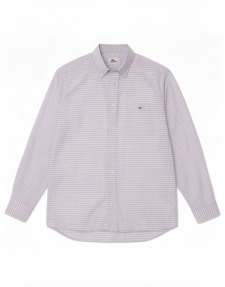 Camisa masculina Lacoste tamanho 41 grande algodão xadrez azul