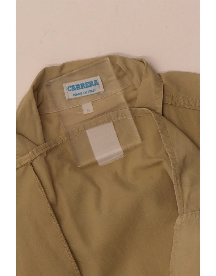 Camisa masculina Carrera de manga curta pequena bege algodão