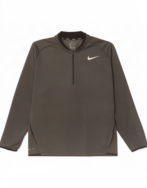 Pulôver masculino Nike Dri Fit com decote em zíper e moletom XL cinza poliéster