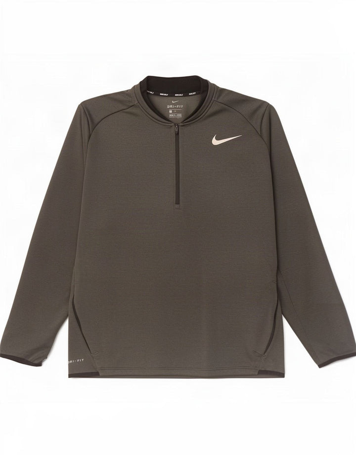Pulôver masculino Nike Dri Fit com decote em zíper e moletom XL cinza poliéster