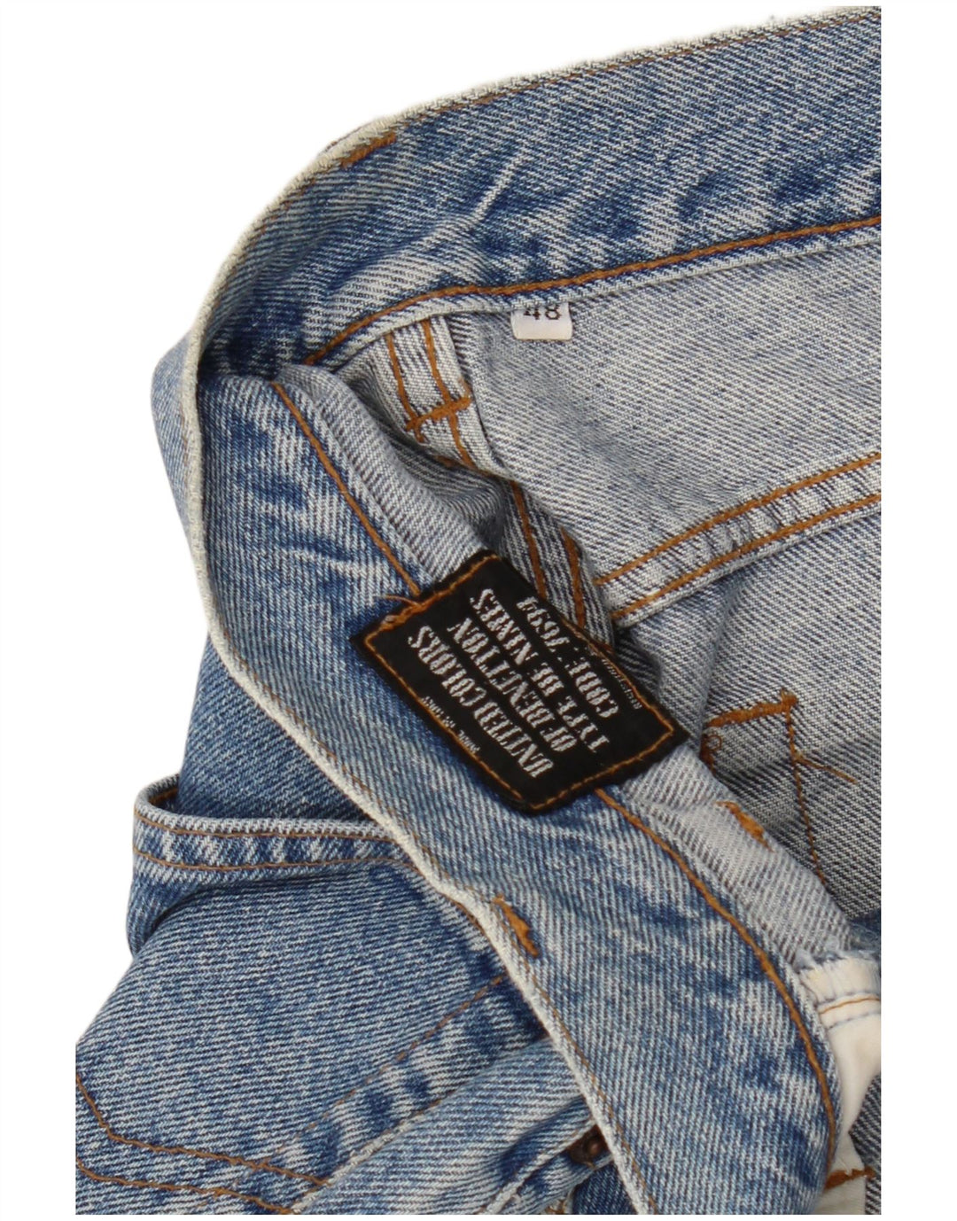 Calça jeans feminina de cintura alta BENETTON IT 48 XL W32 L30 azul algodão