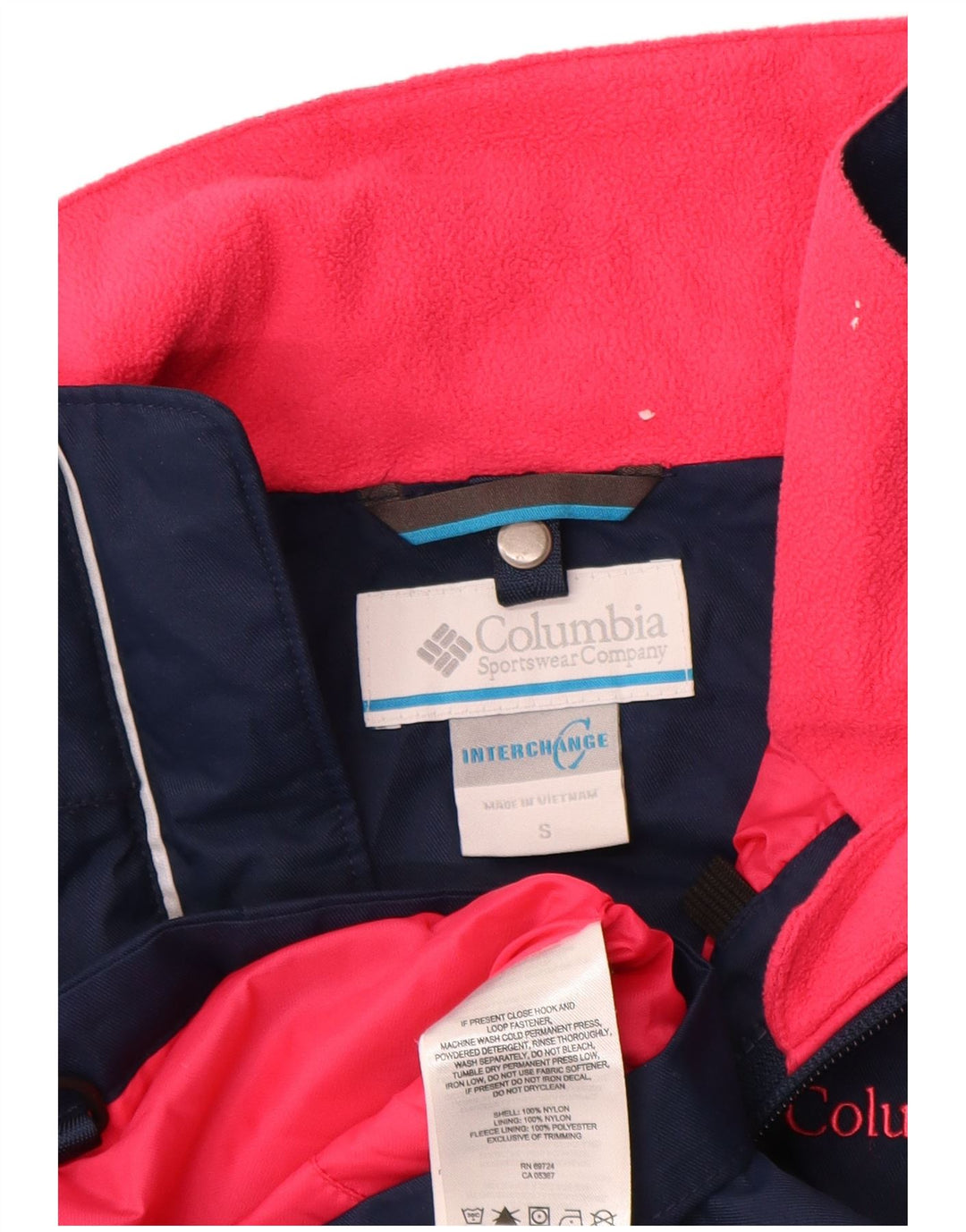 Jaqueta corta-vento feminina Columbia 9-10 anos pequena azul marinho nylon