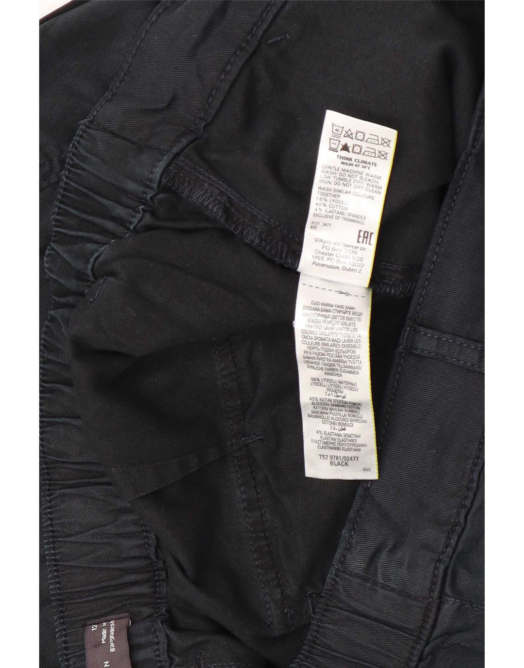 Calça cargo feminina Marks & Spencer UK 12 médio W30 L23 preta