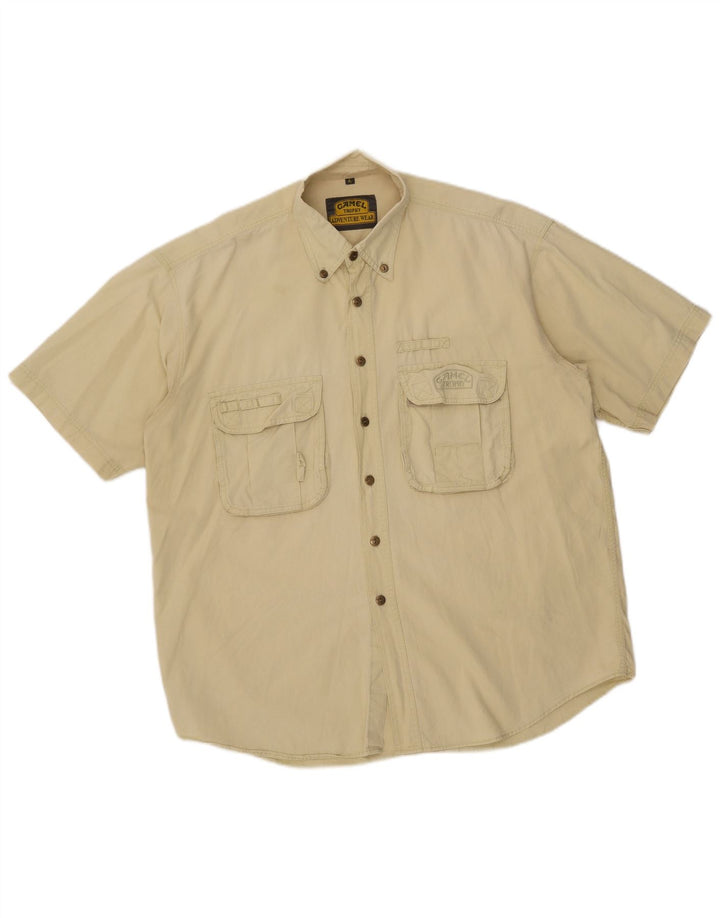 Camel Active Camisa masculina utilitária de manga curta XL algodão bege